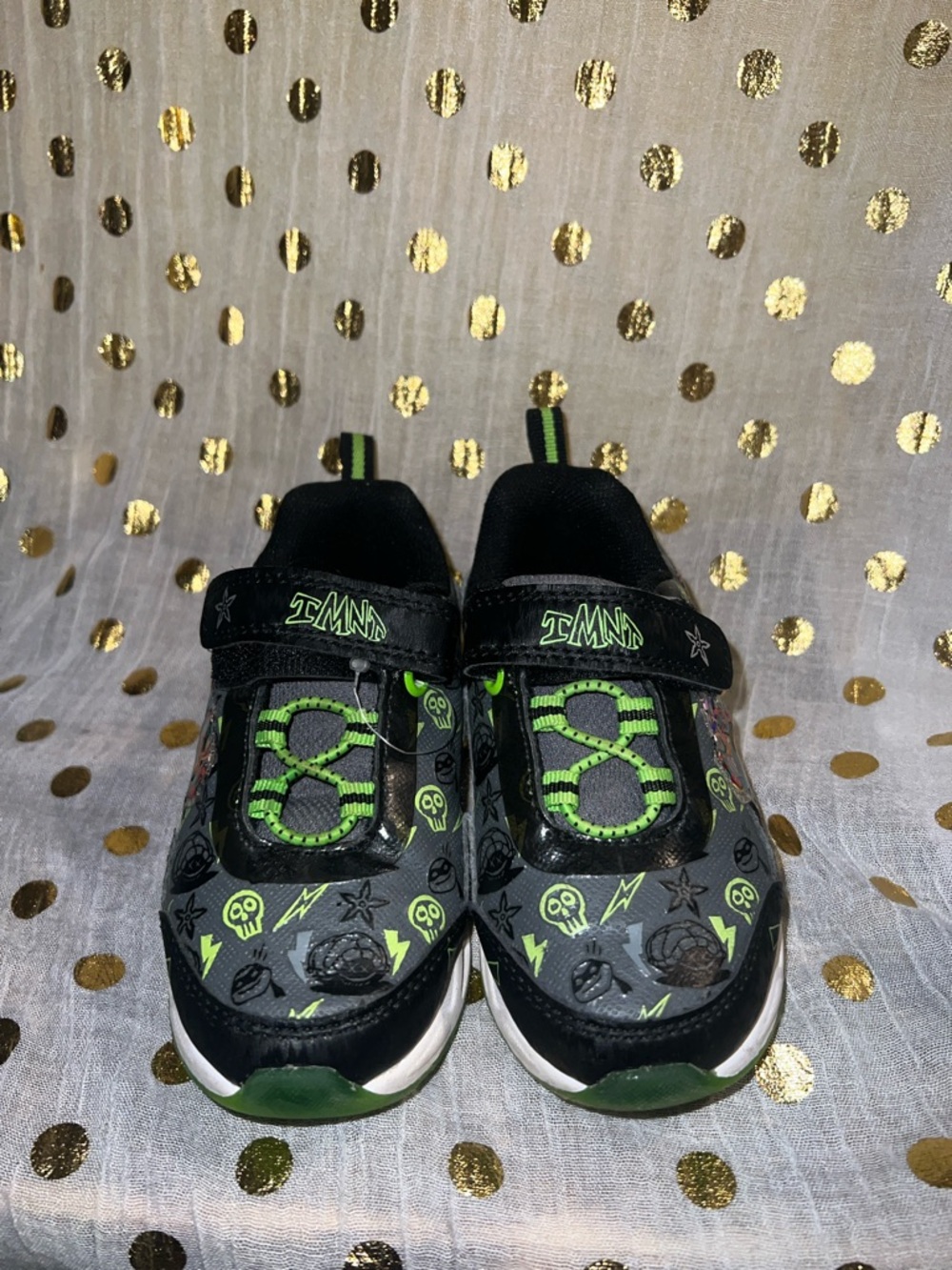 Ninja Kids Black & Green Light-Up Sneakers